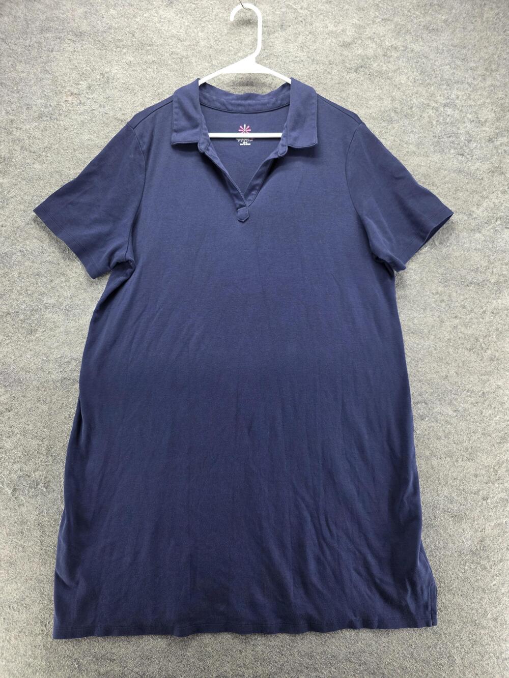 Isaac Mizrahi Live! Dress Womens XL Blue T-Shirt Collared Short Sleeve Cotton